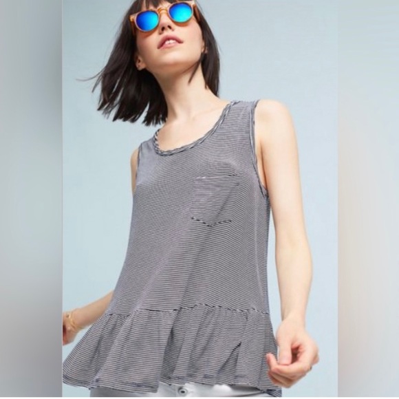Anthropologie Eri + Ali peplum striped pocket tee - Picture 2 of 4